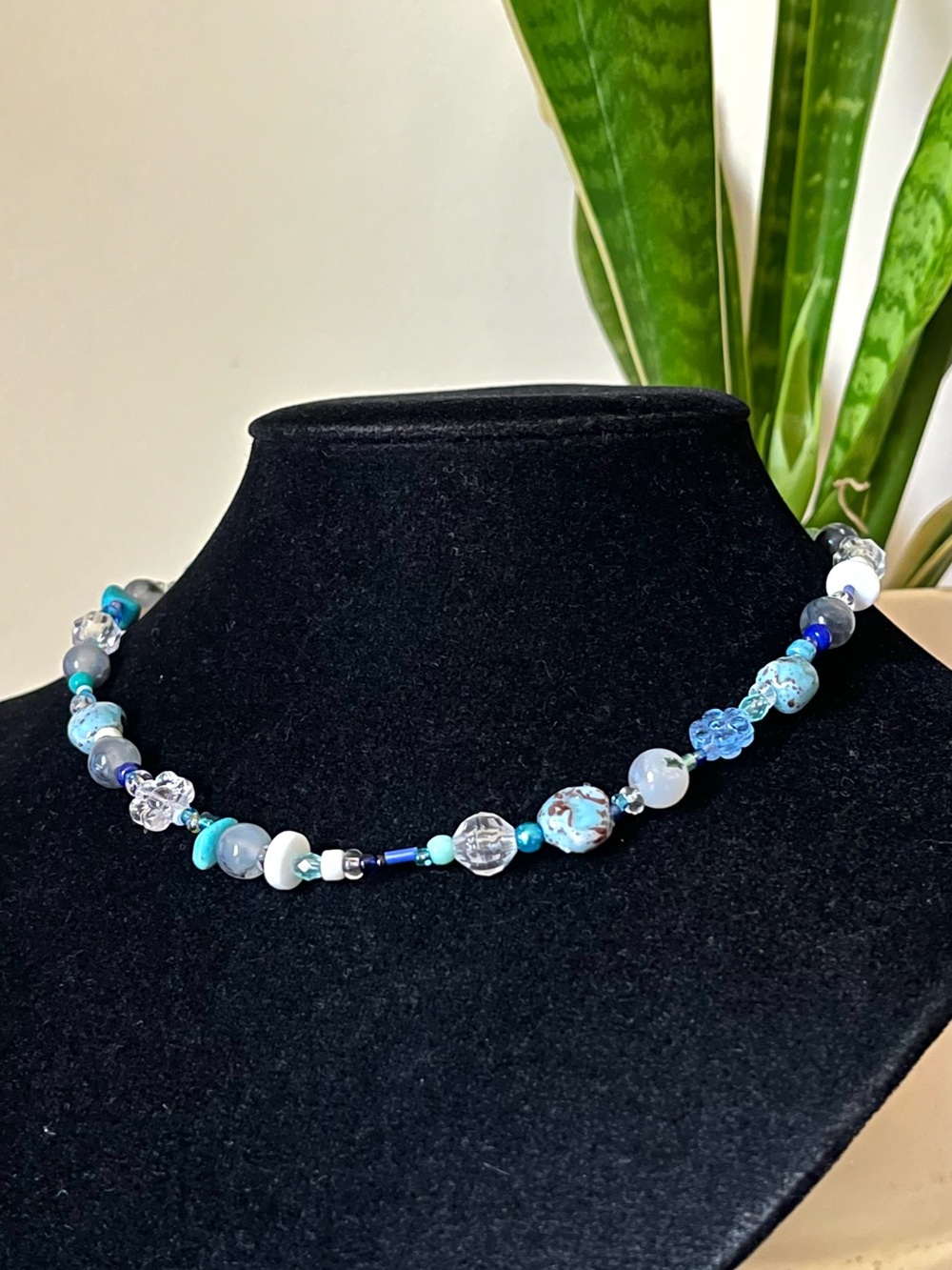 “Summer Sky” Blue Mixed Beaded Necklace